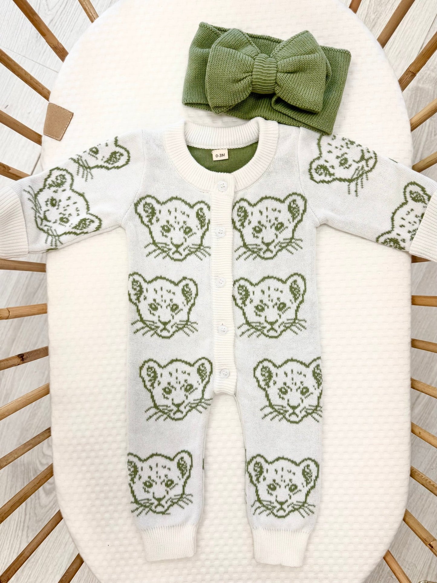 Lion Cub Romper and bow |Size 0-3m