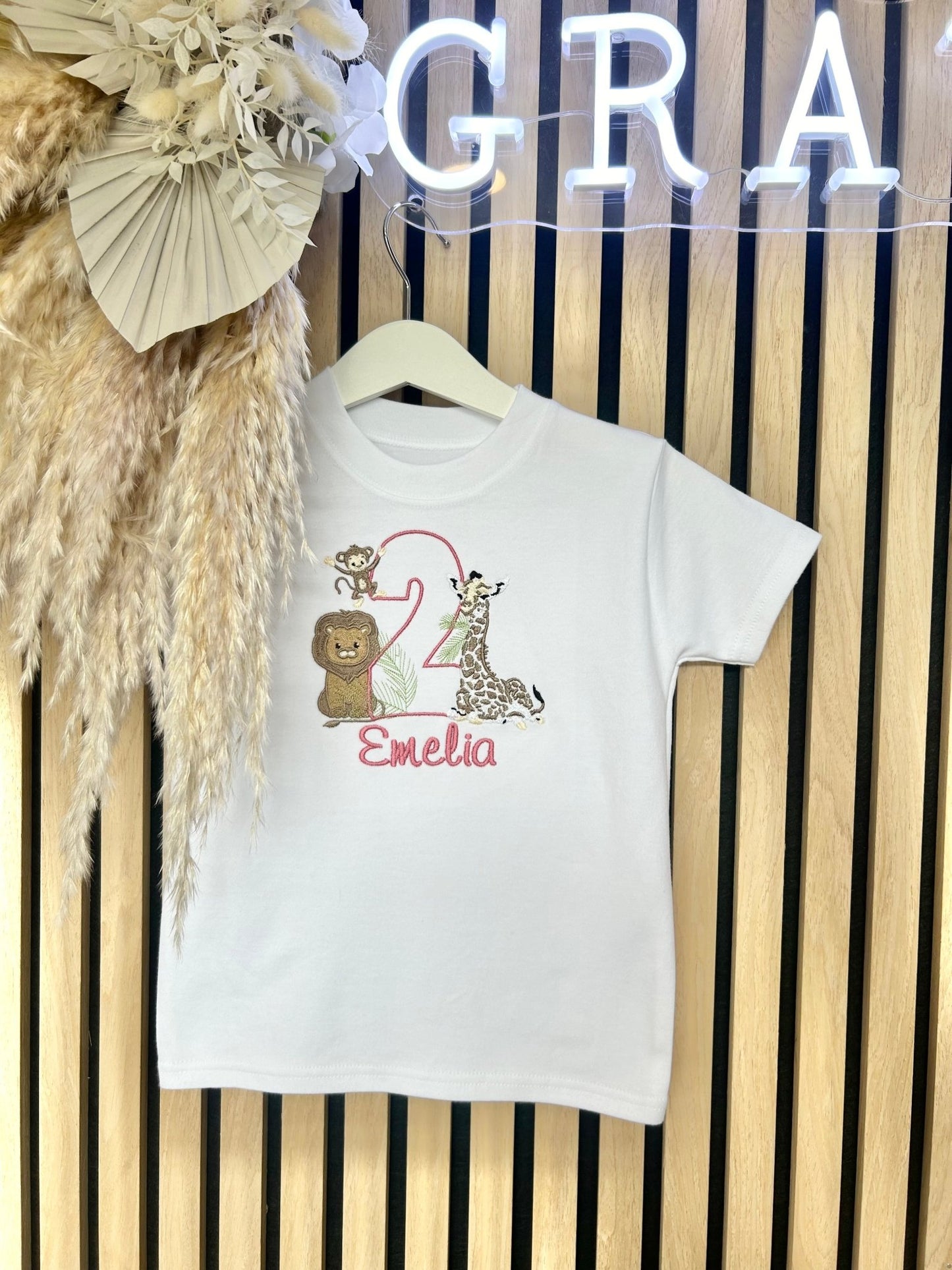 Make your child's outfit unique with our personalised safari animal tees!