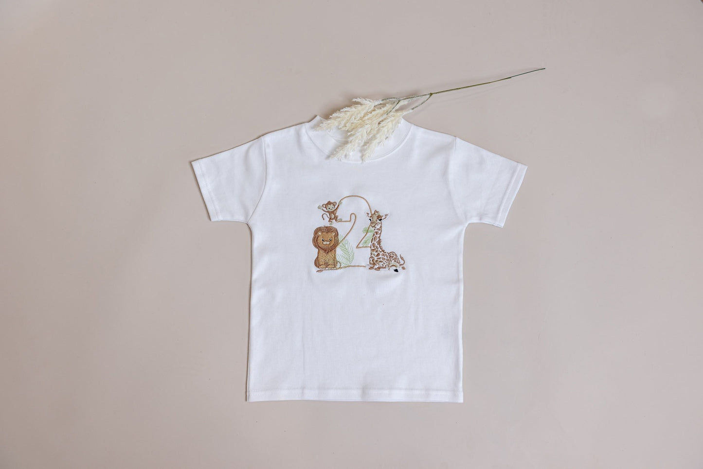 Soft and comfy 100% cotton safari animal t-shirt in beige/tan or white