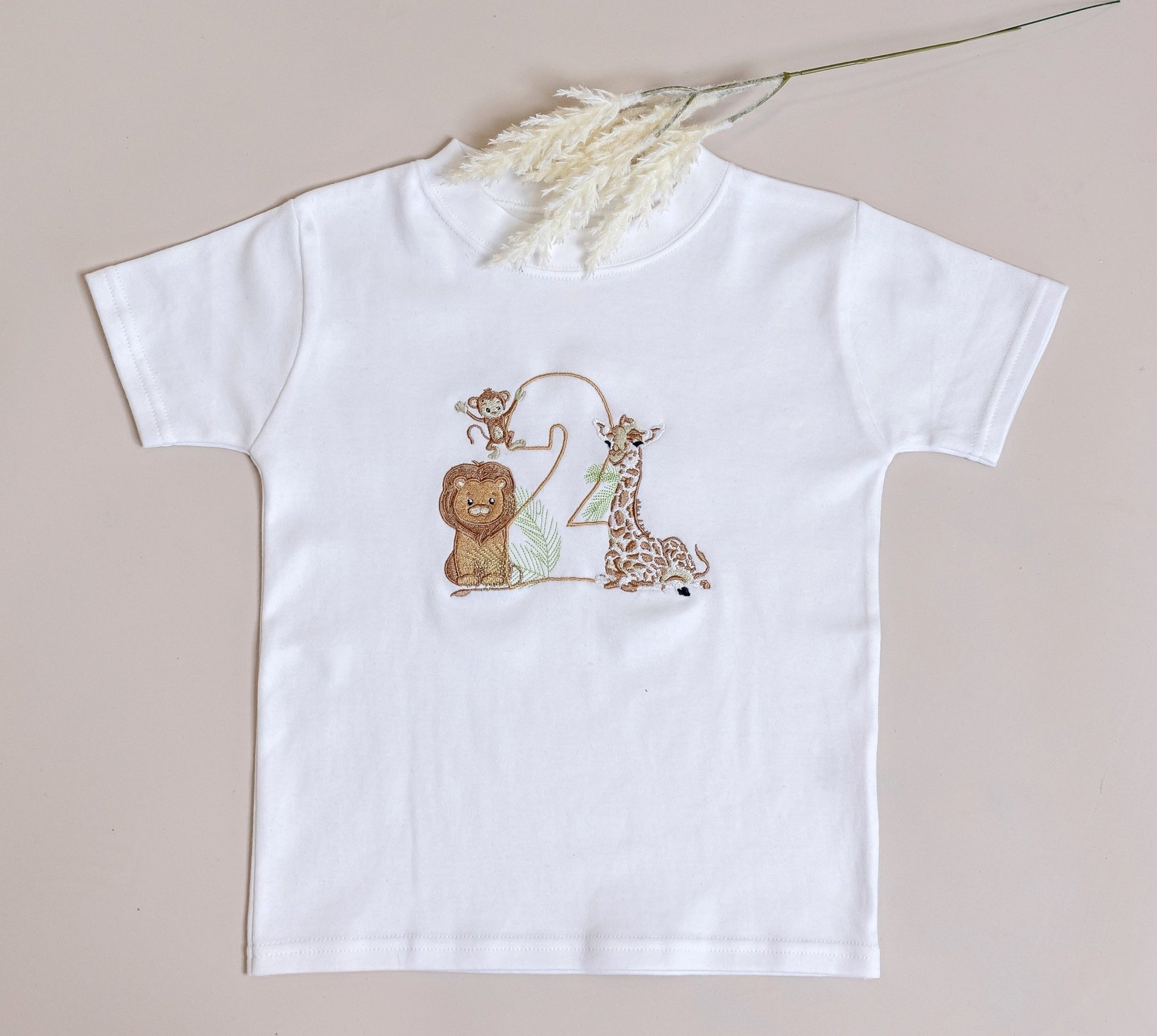 Personalised lion safari animal t-shirt for toddlers, sizes 1-4 years