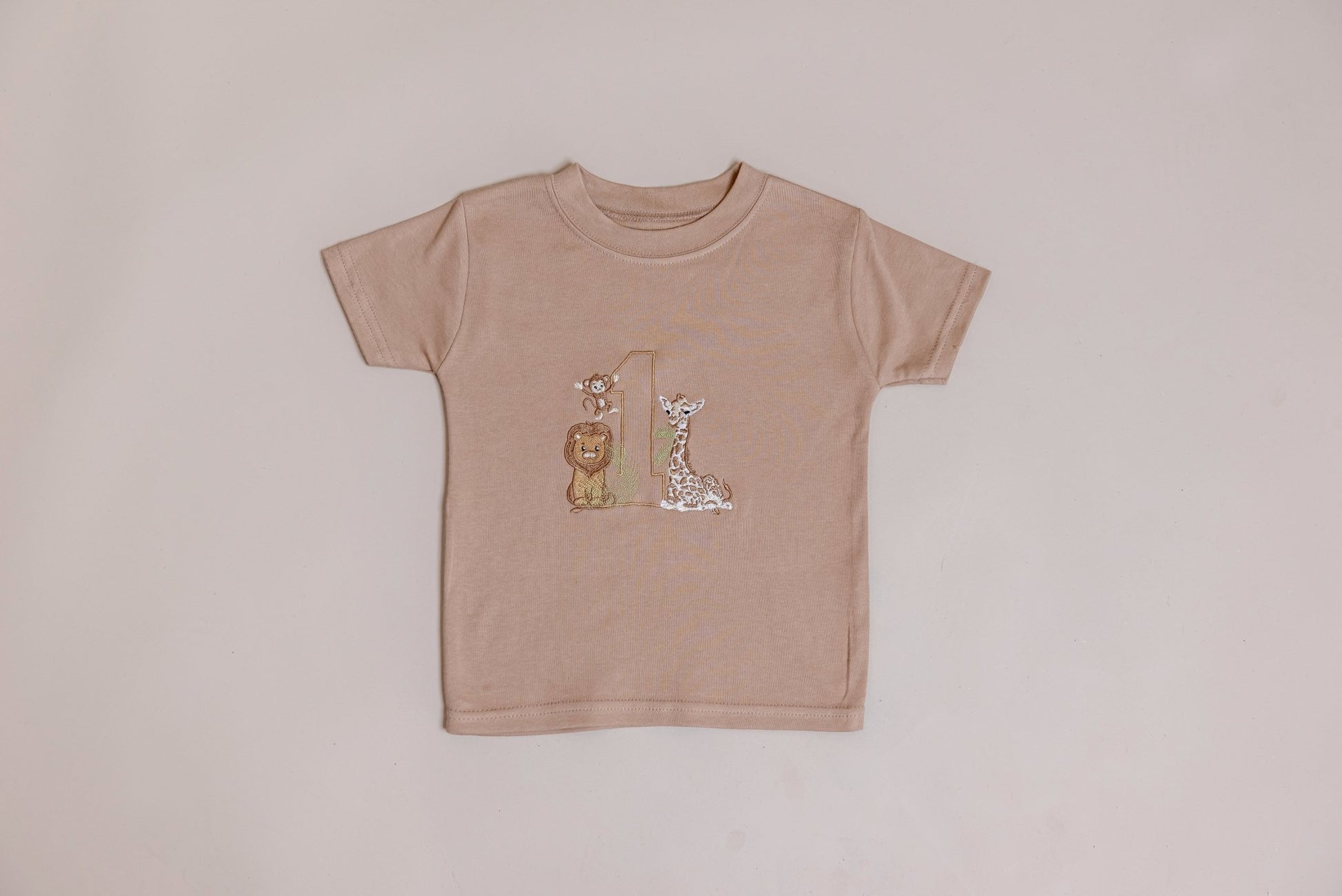 Adorable safari-themed tees for children, customisable with name and age