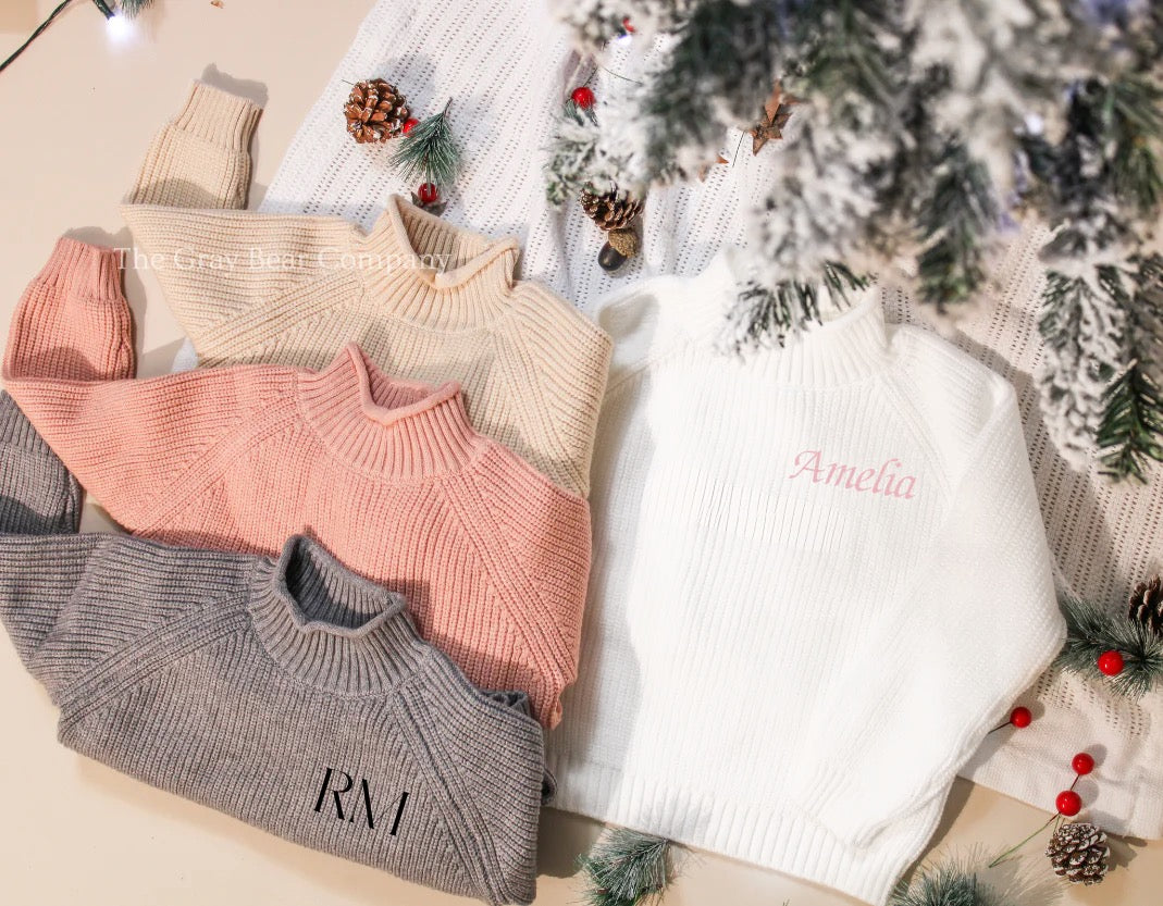 Luxury Baby Kids Sweaters / Christmas Jumpers Embroidered Personalised name