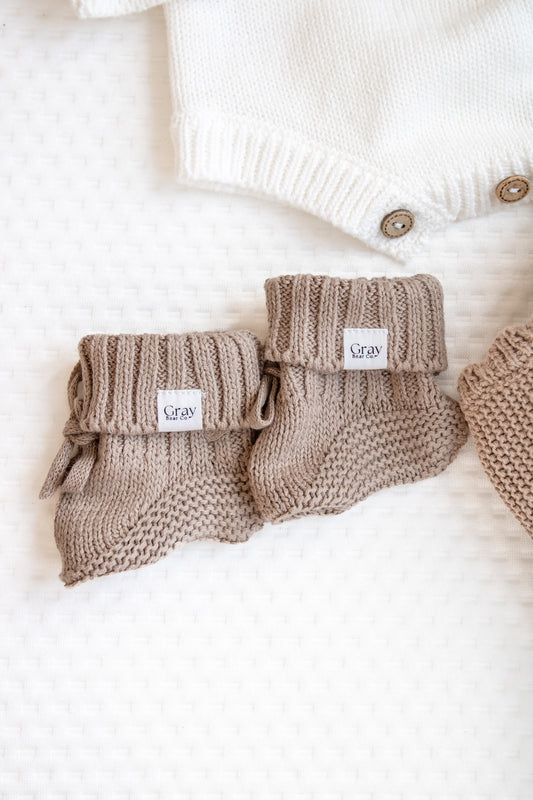 Knitted Booties / Socks - Mocha