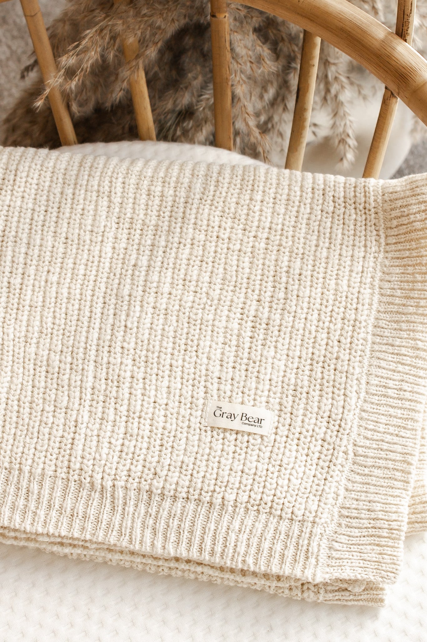 Textured Knitted Blanket | Sand
