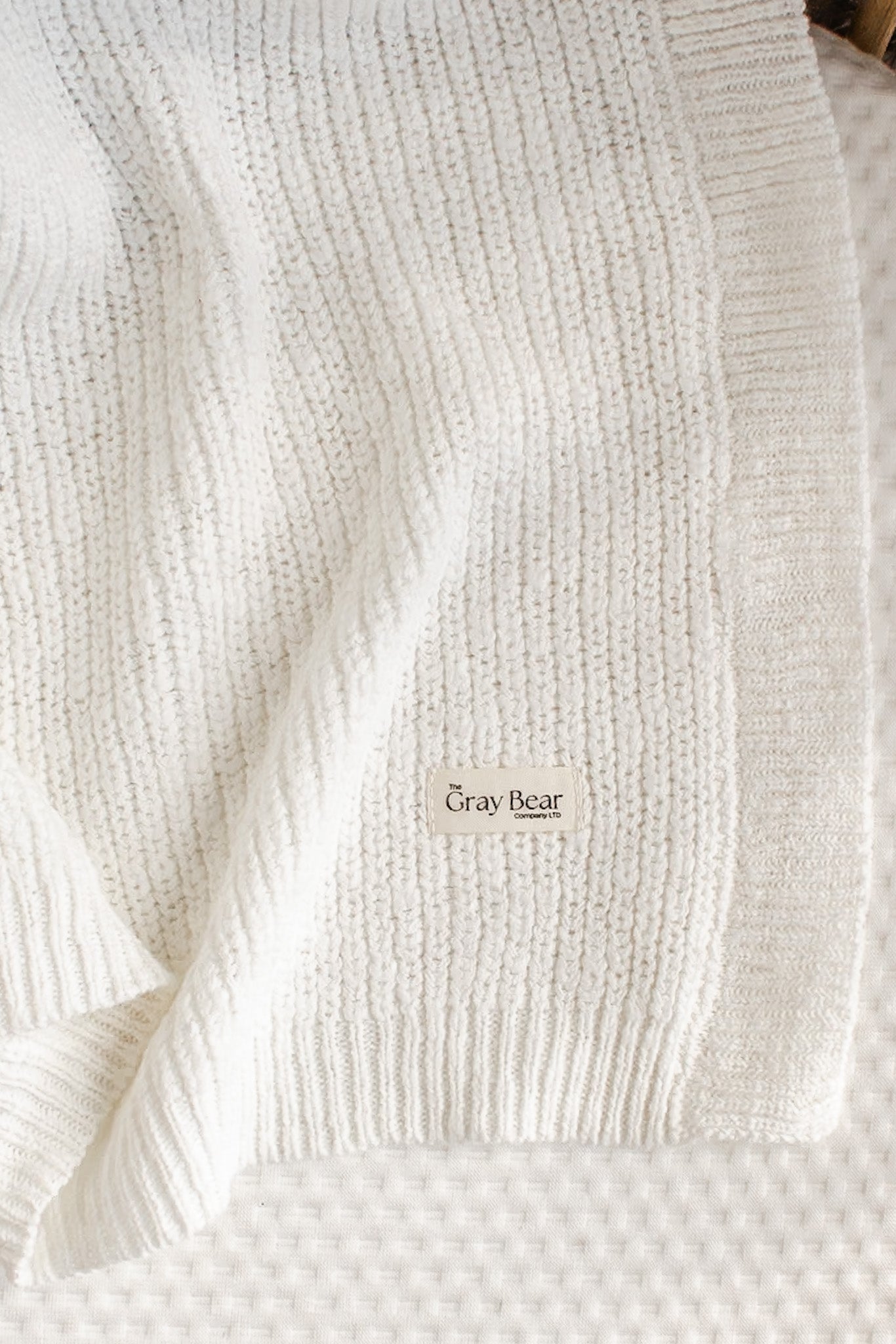Textured Knitted Blanket | White