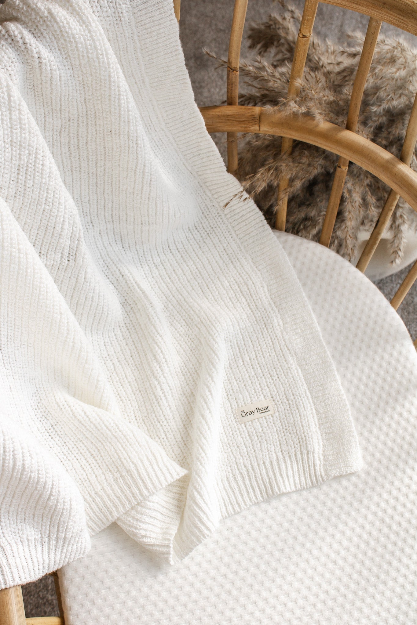 Textured Knitted Blanket | White