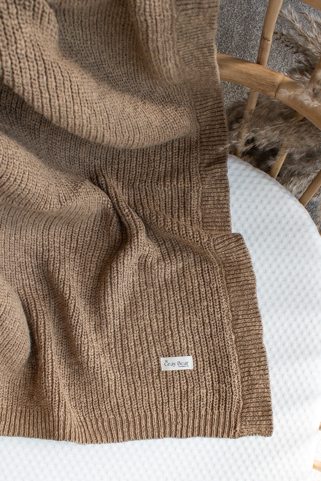 Textured Knitted Blanket | Chestnut
