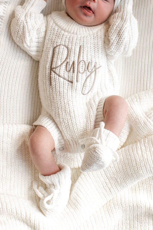 Personalised Textured Romper | White