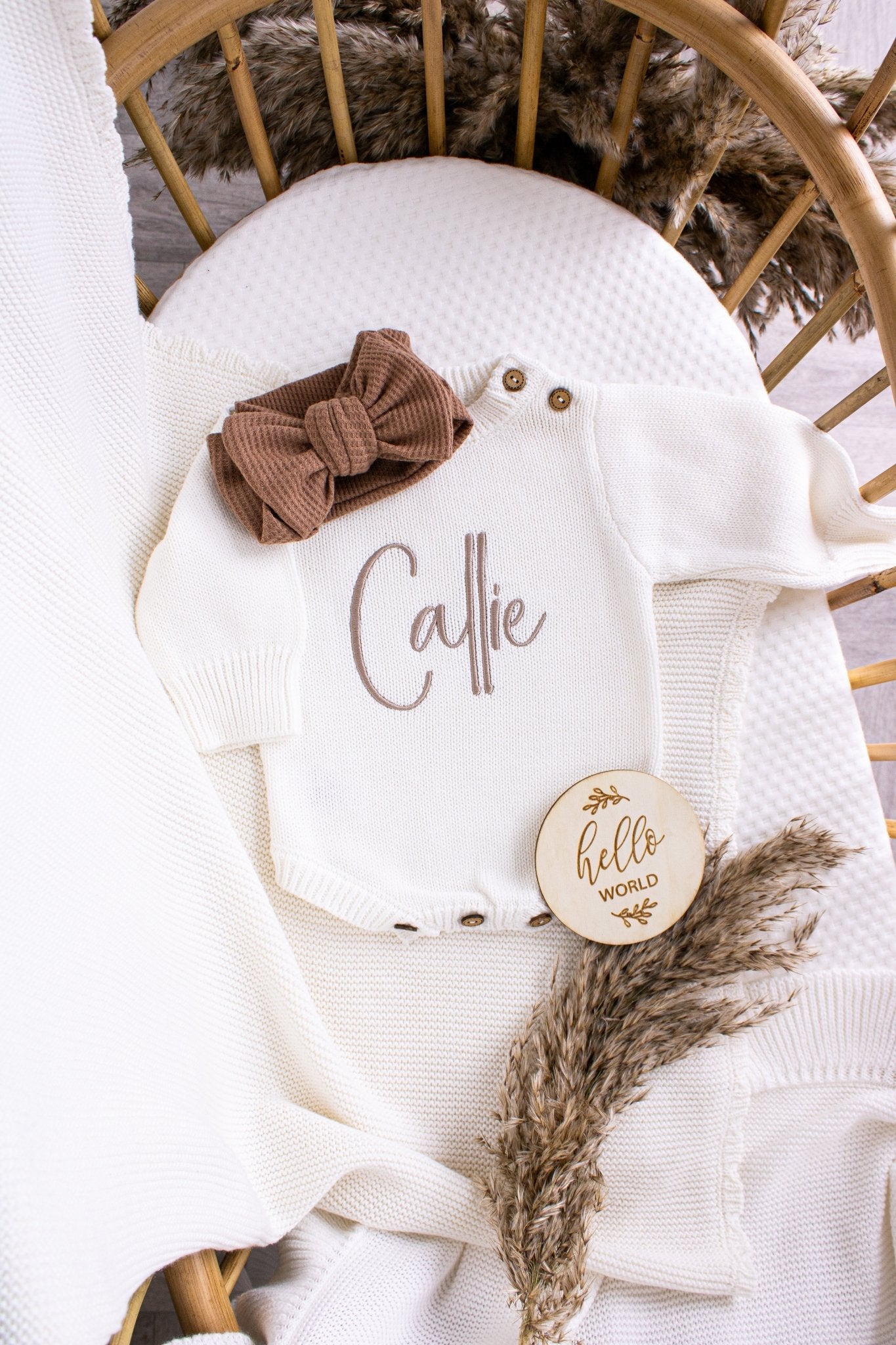 White Baby Blanket and Romper Set Baby Gift Set Unisex Baby