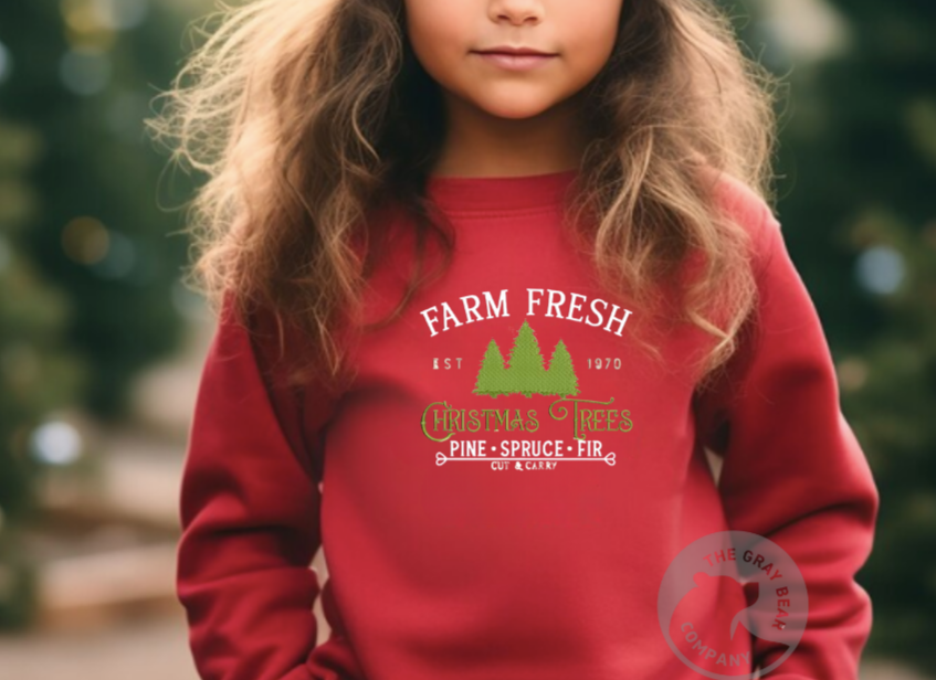 Christmas Kids Farm Fresh Embroidered Jumper