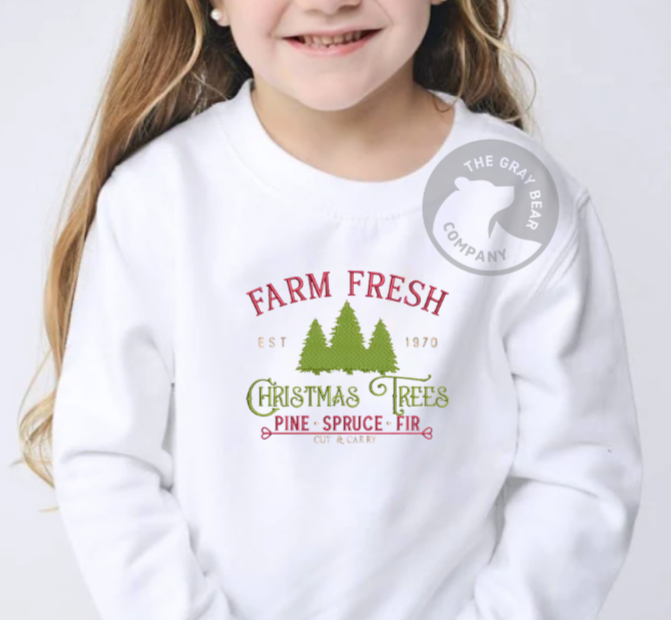 Christmas Kids Farm Fresh Embroidered Jumper