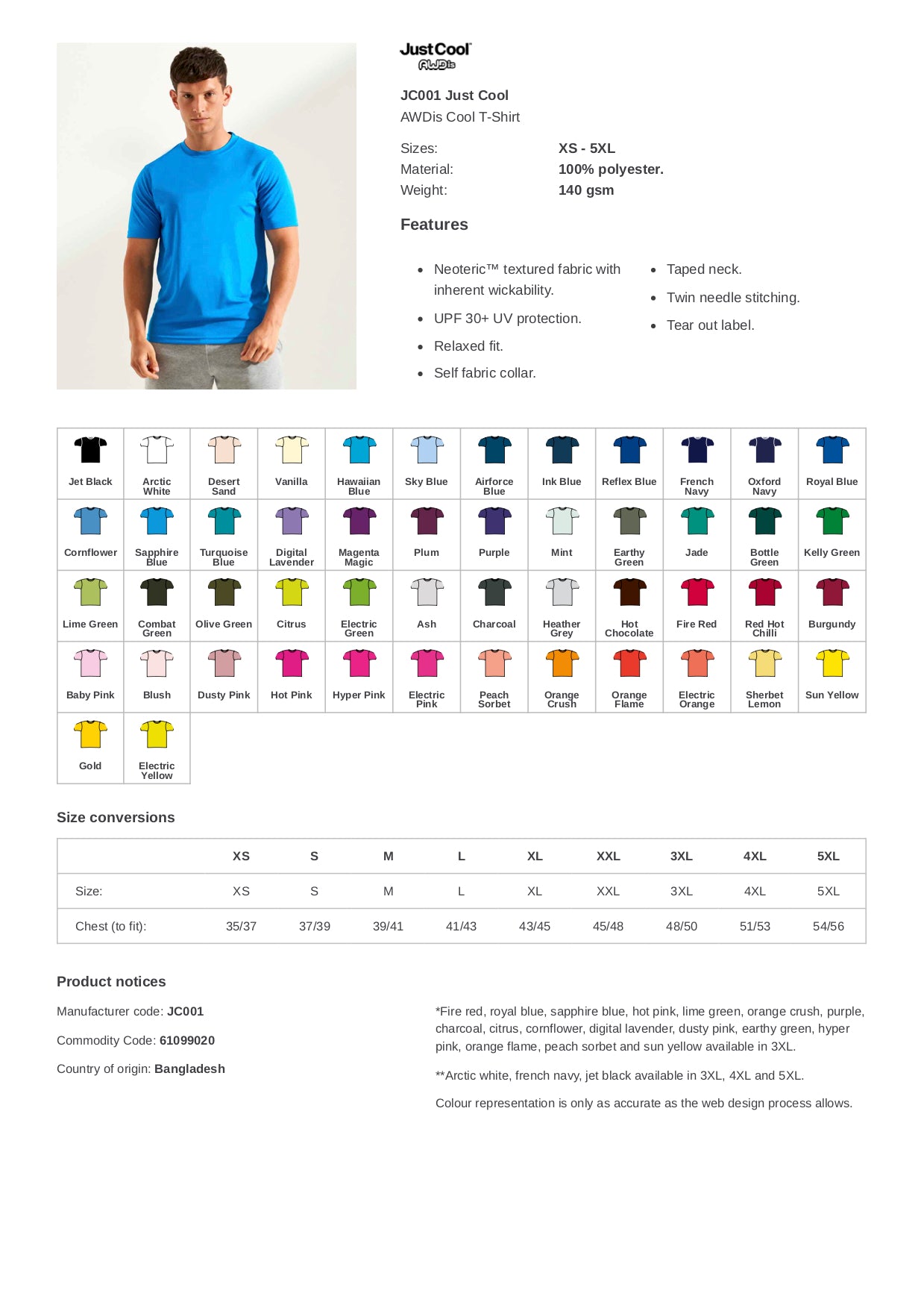 Sports AWDis Cool T-Shirt JC001