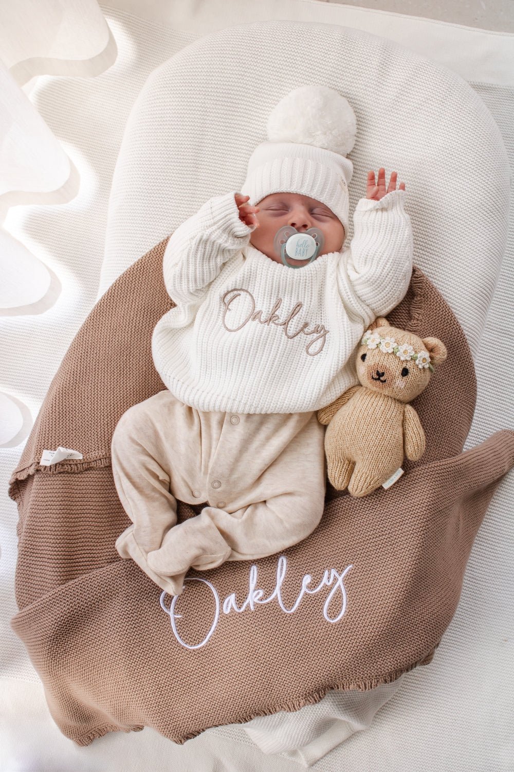 Scalloped Edge Baby Knit Blanket | Mocha