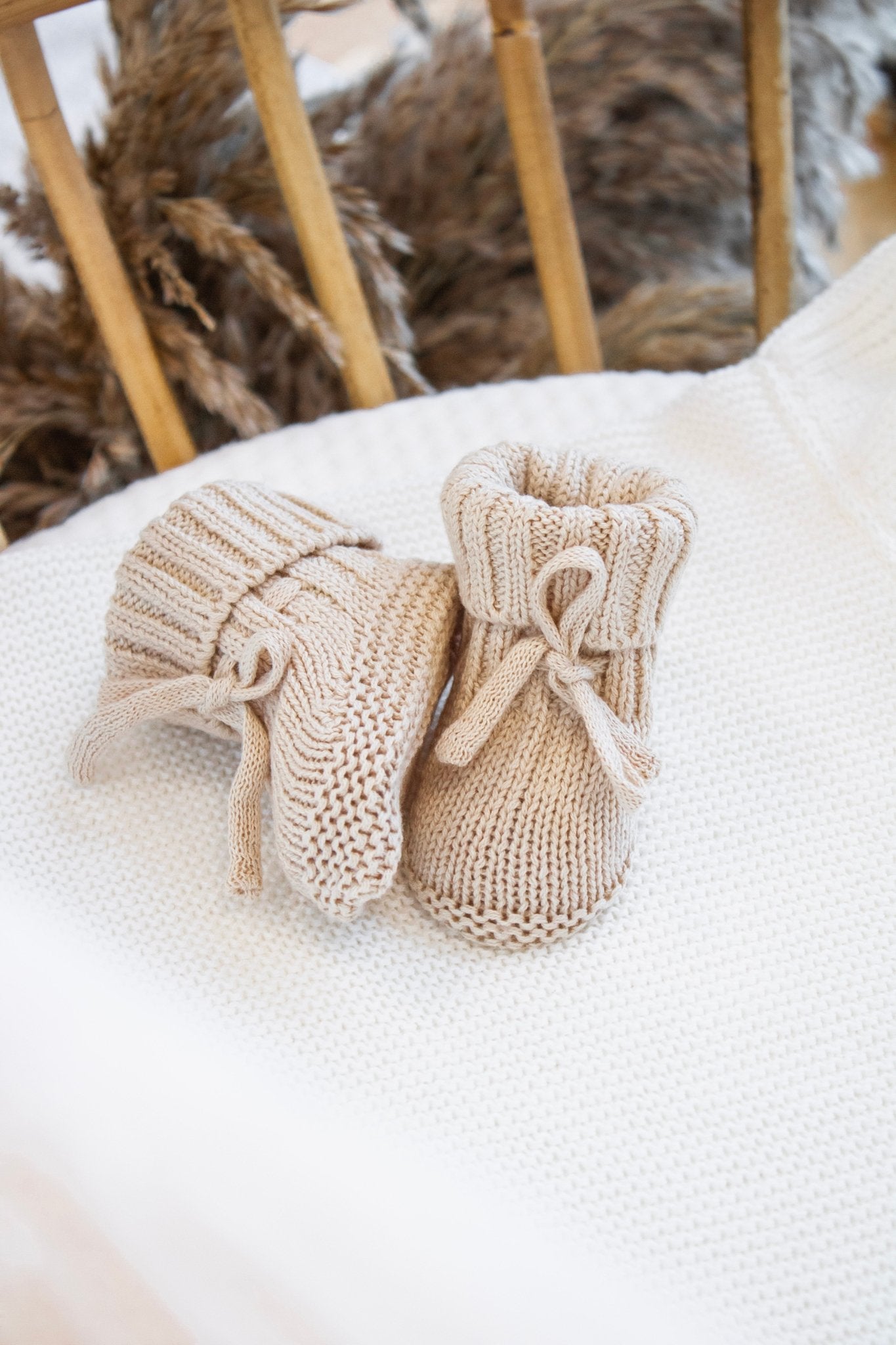 Knitted Booties / Socks - Soft Beige