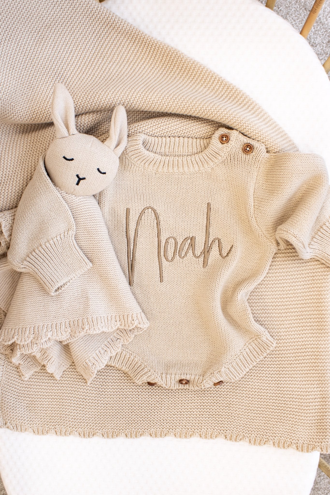 Baby Blanket, Comforter & Romper Bundle | Soft Beige