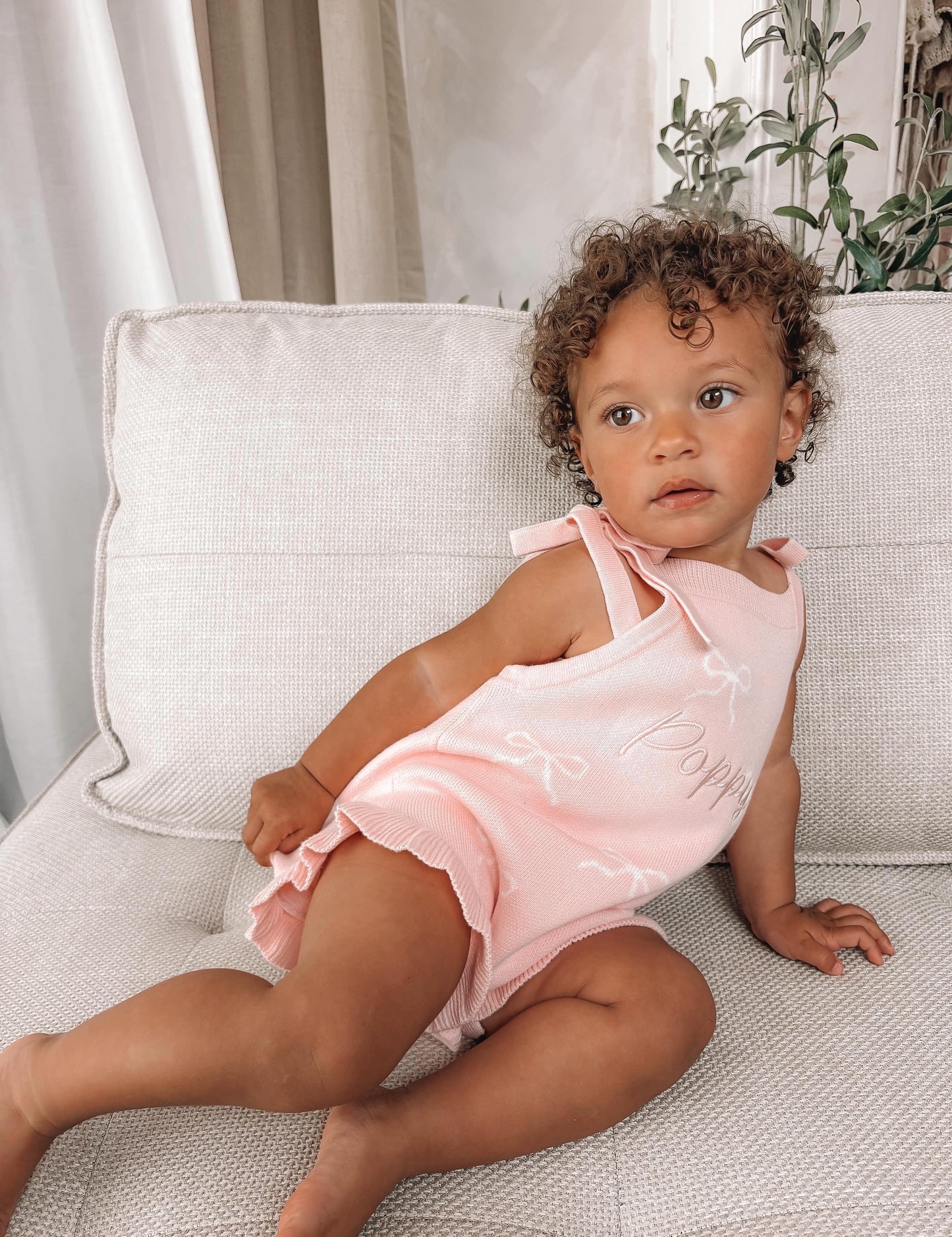 Blossom Pink Bow Romper