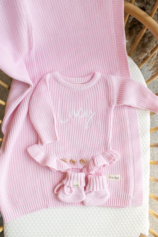 Baby Blanket & Romper Bundle | Petal Pink