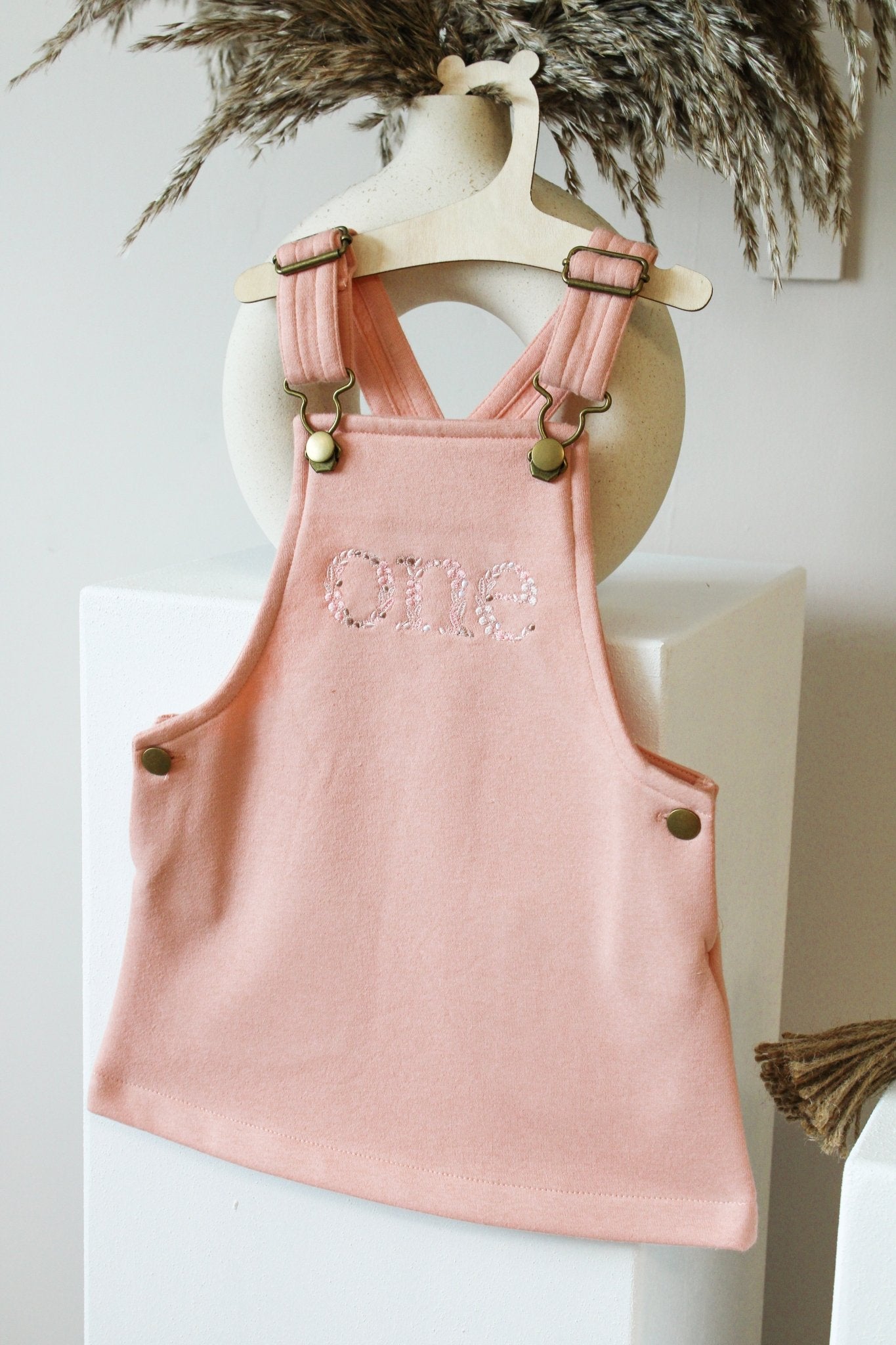 'One' Birthday Outfit | Pink Dungaree Dress