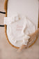 Personalised White Ruffle Romper and accessories | 3 piece Bundle