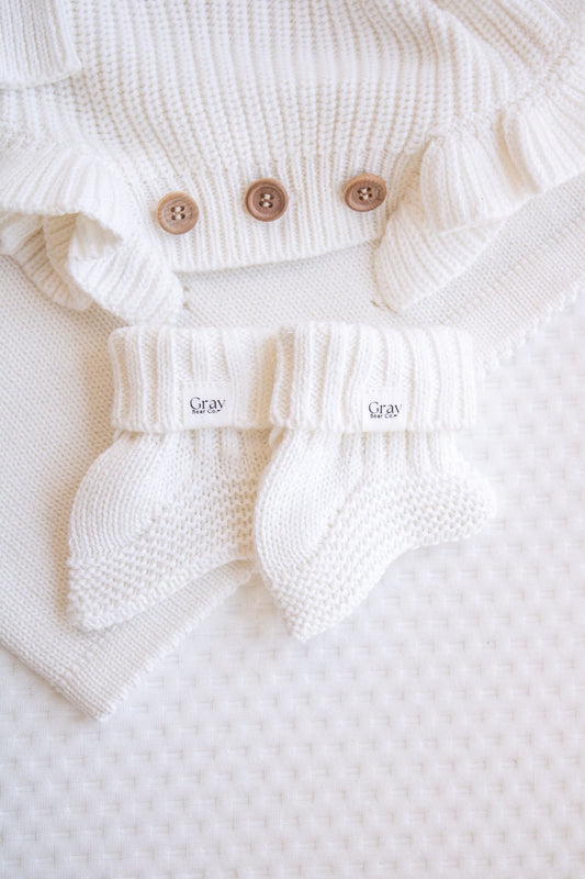 Knitted Booties / Socks - White