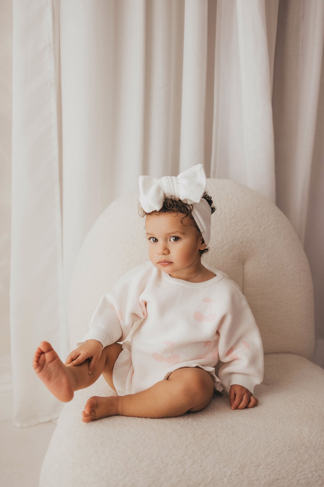 Ruffled Leg Romper | Pink Cherry