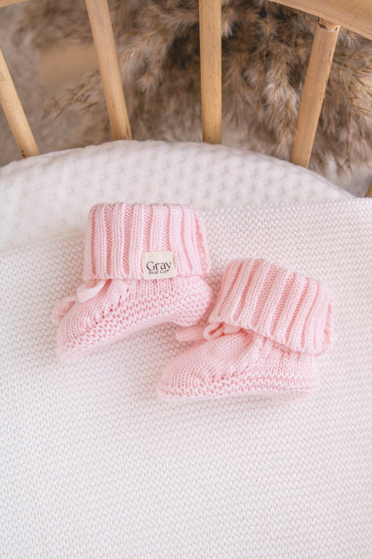 Knitted Booties / Socks - Soft Pink