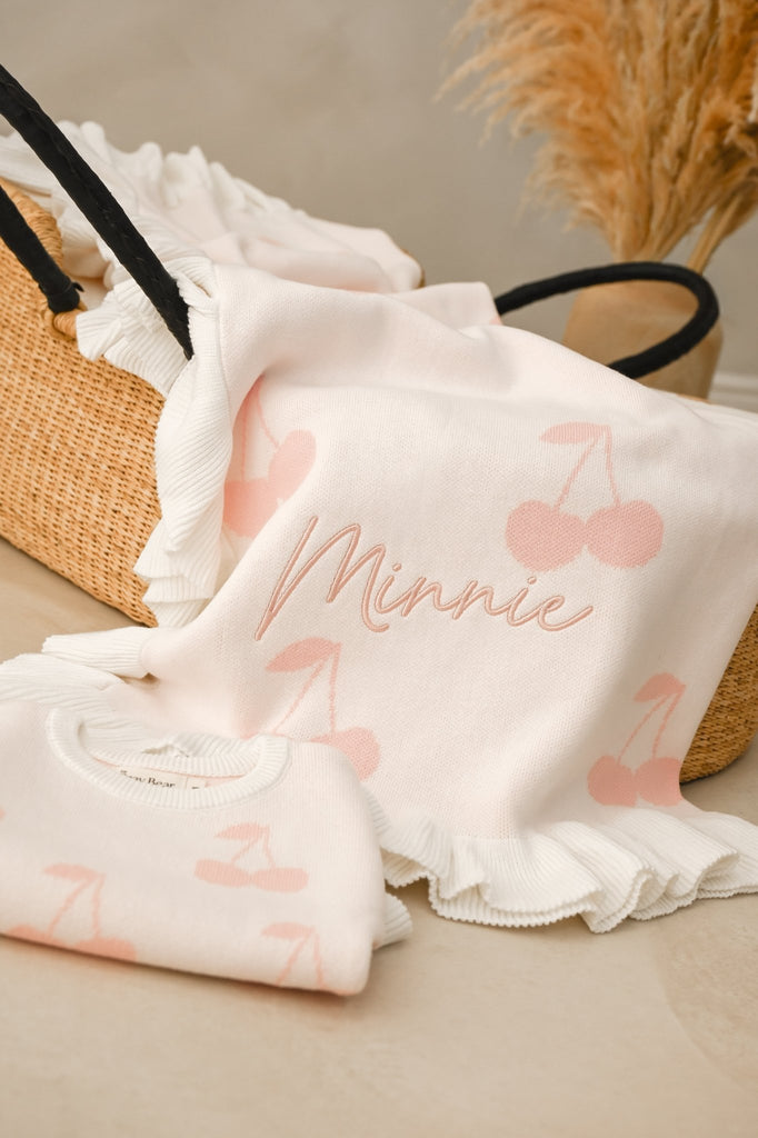 Ruffled Edge Blanket | Pink Cherry
