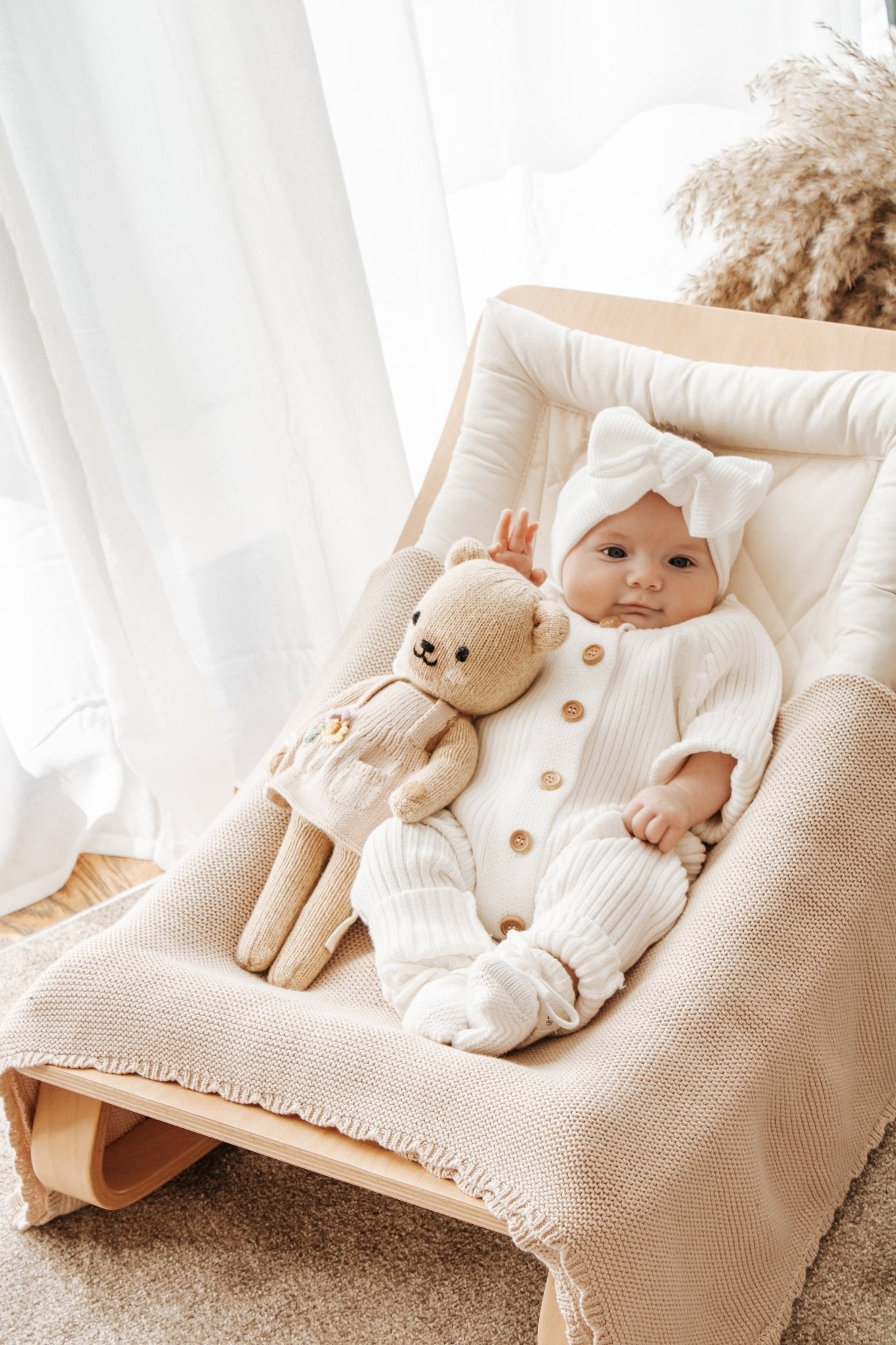 Knitted Button Romper Milk - Main Image