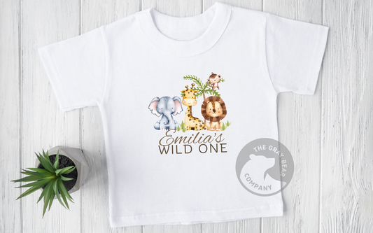 Kids Printed Birthday Top - Safari wild one