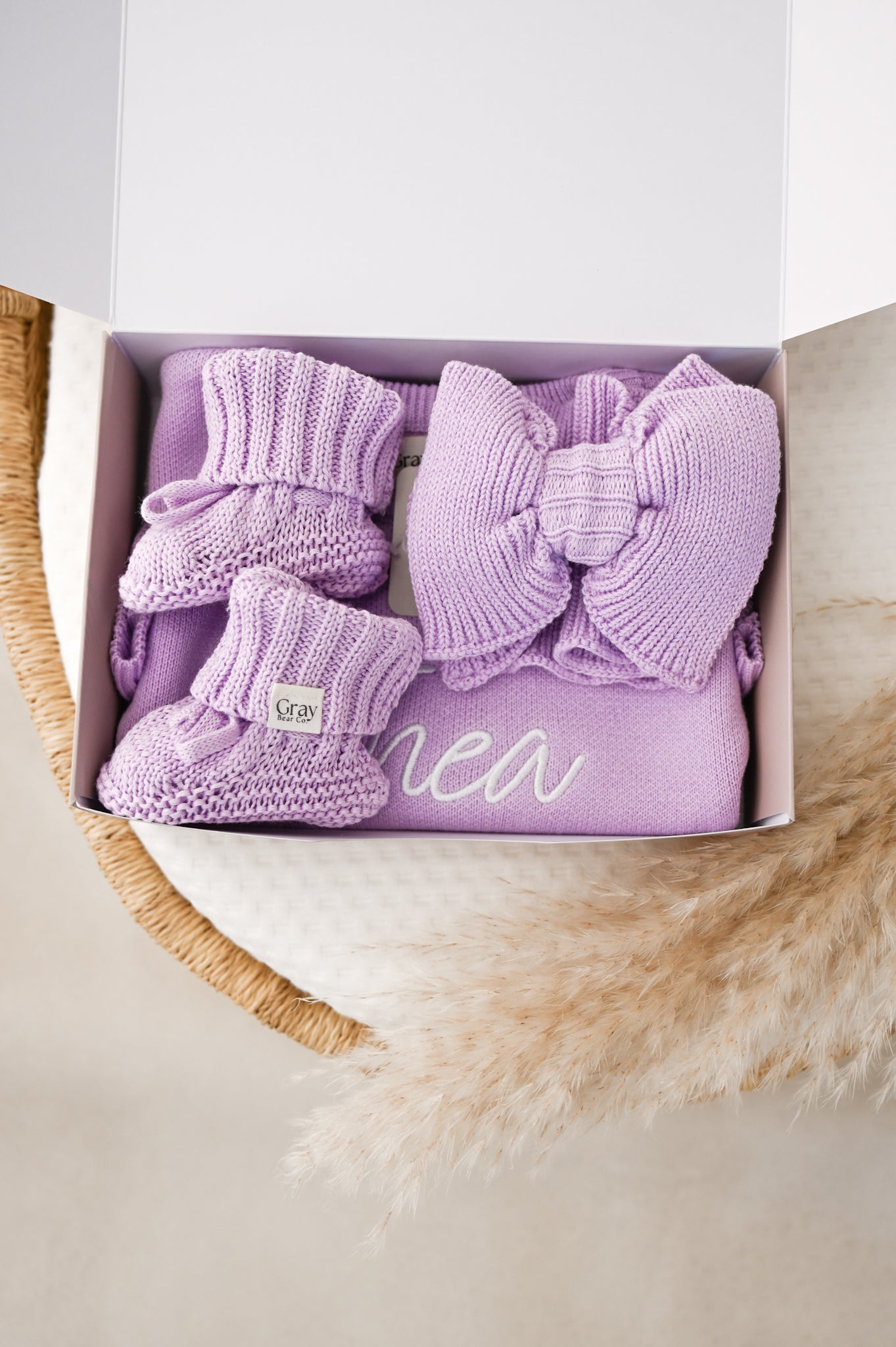 Personalised Purple Romper and accessories | 3 piece Bundle