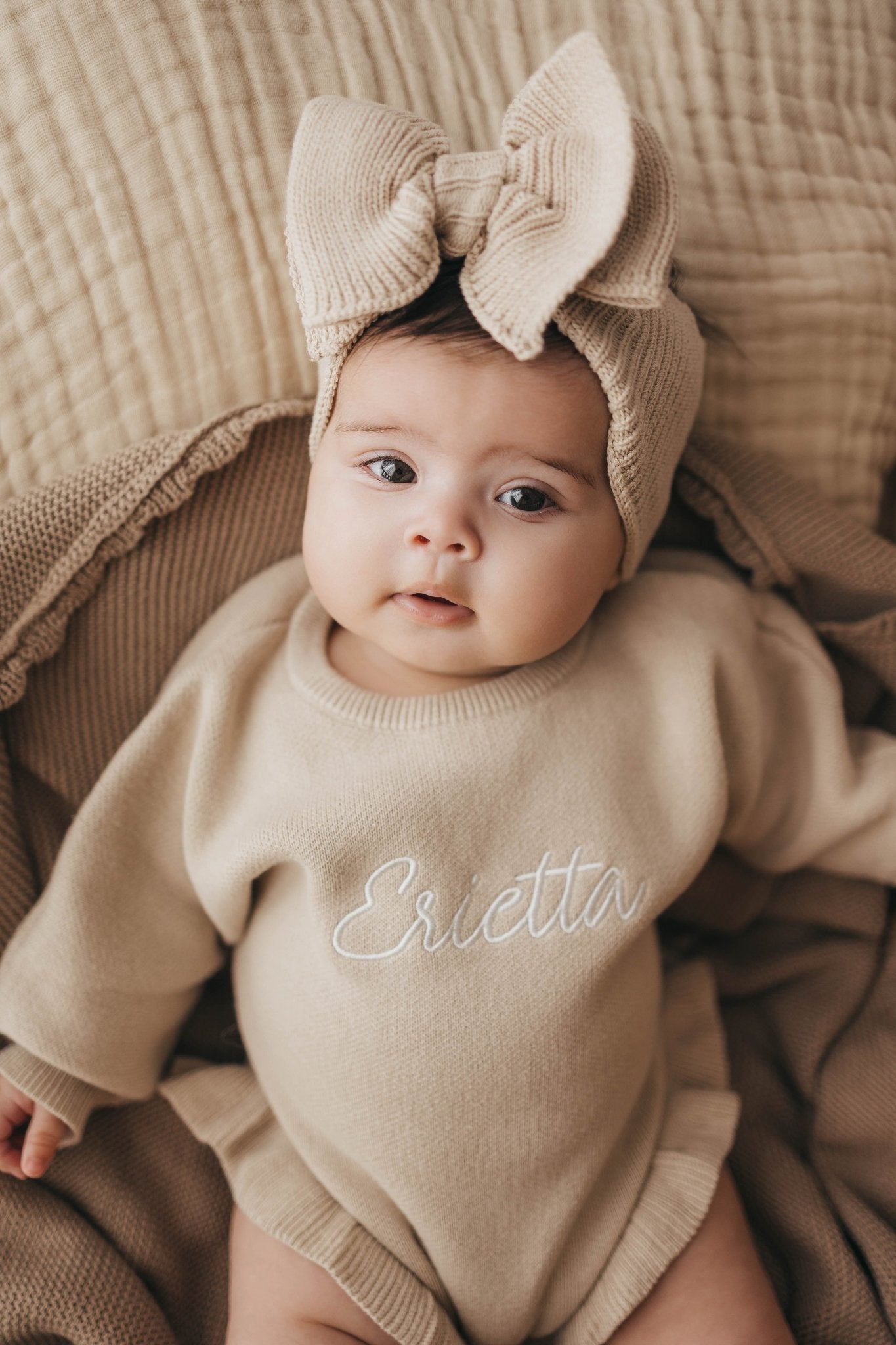 Personalised Ruffled Leg Romper | Fawn