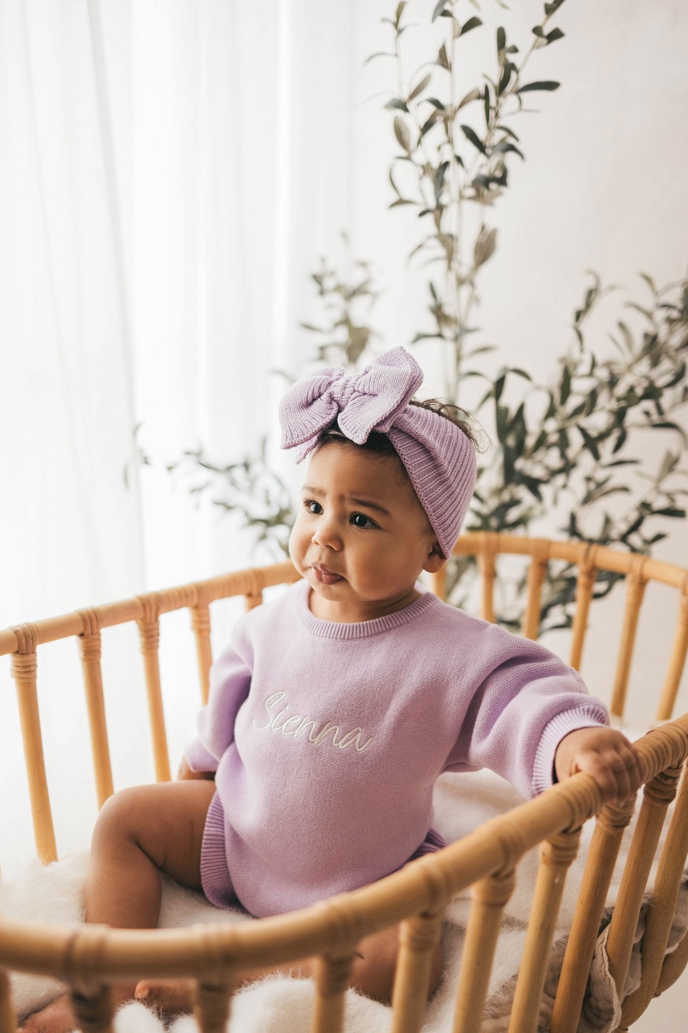 Personalised Ruffled Leg Romper | Purple