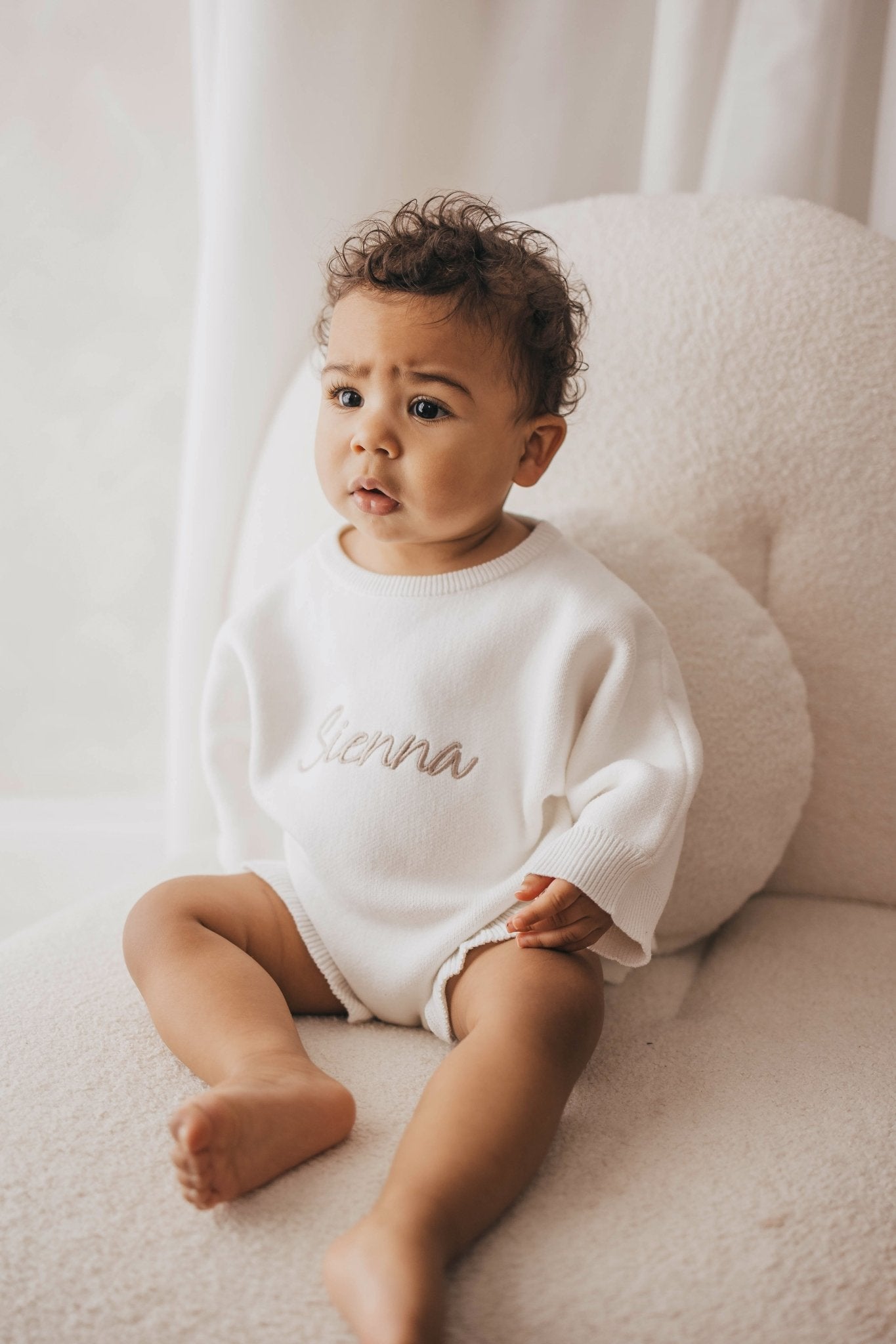 Personalised Ruffled Leg Romper | White