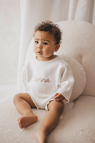 Personalised Ruffled Leg Romper | White