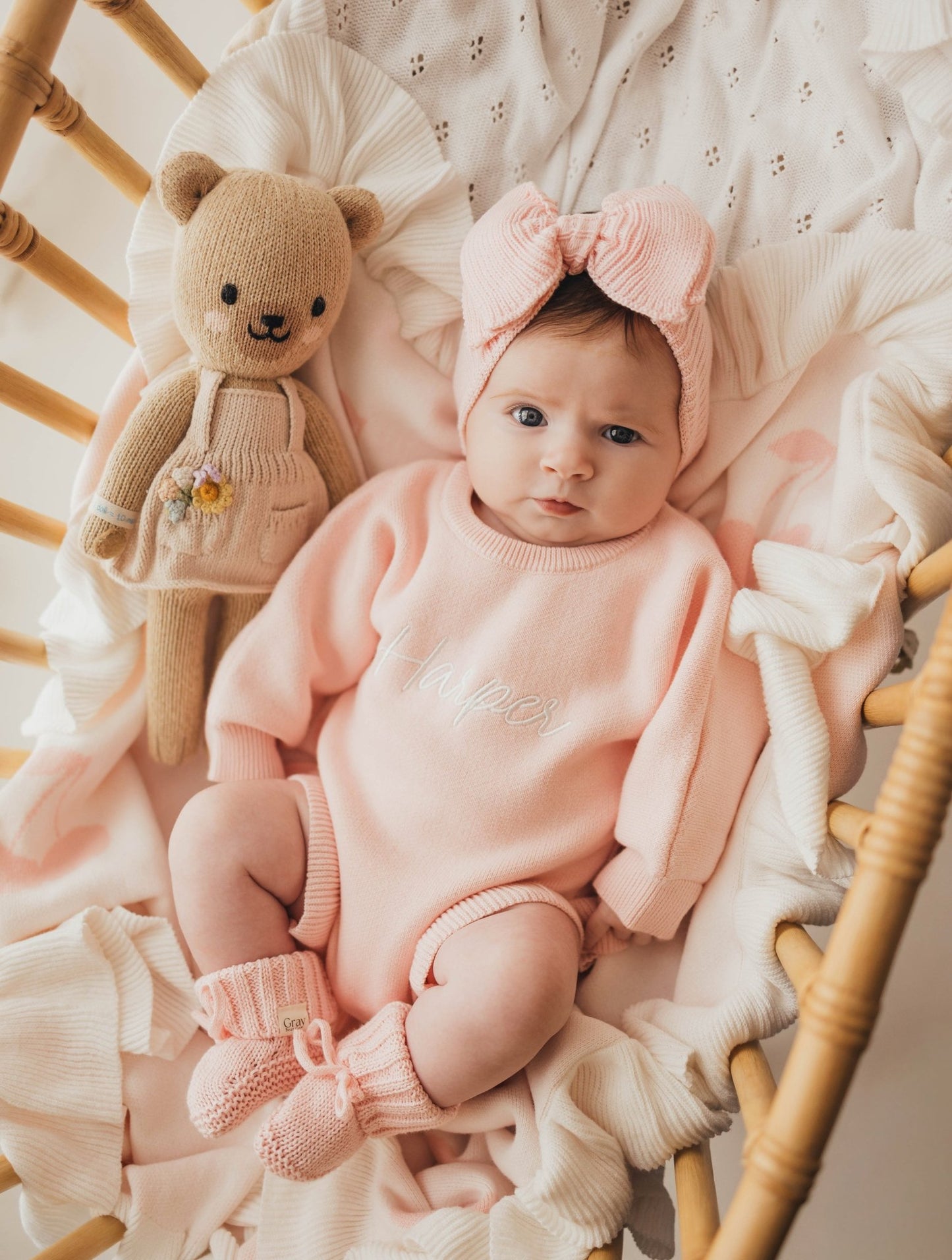 Personalised Ruffled Leg Romper | Blossom Pink