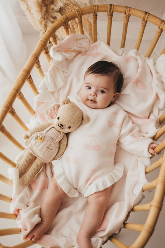 Ruffled Leg Romper | Pink Cherry