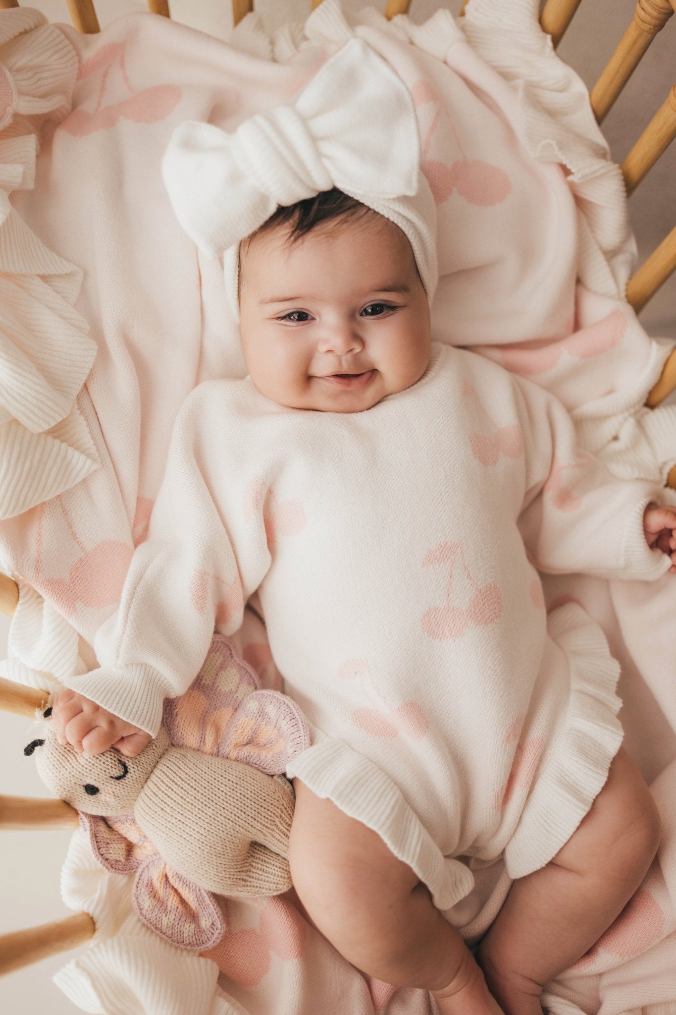 Ruffled Leg Romper | Pink Cherry