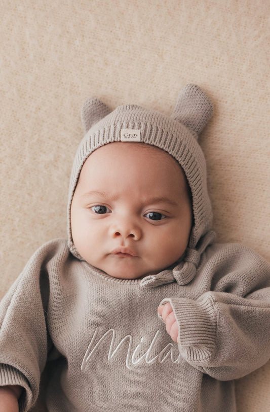 Bear Bonnet | Stone Grey