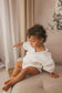 Ruffled Edge Wrap Romper | White