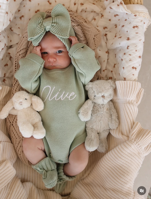 Personalised Unisex Romper | Sage Green