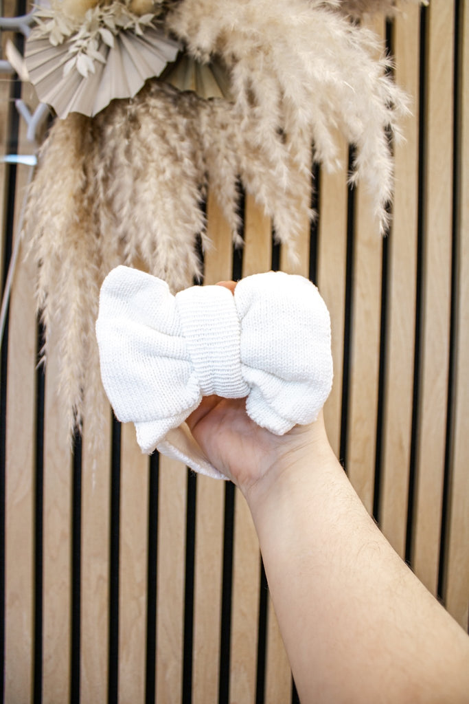 Knitted Head Bow | White
