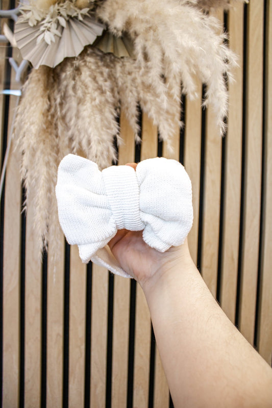 Knitted Head Bow | White
