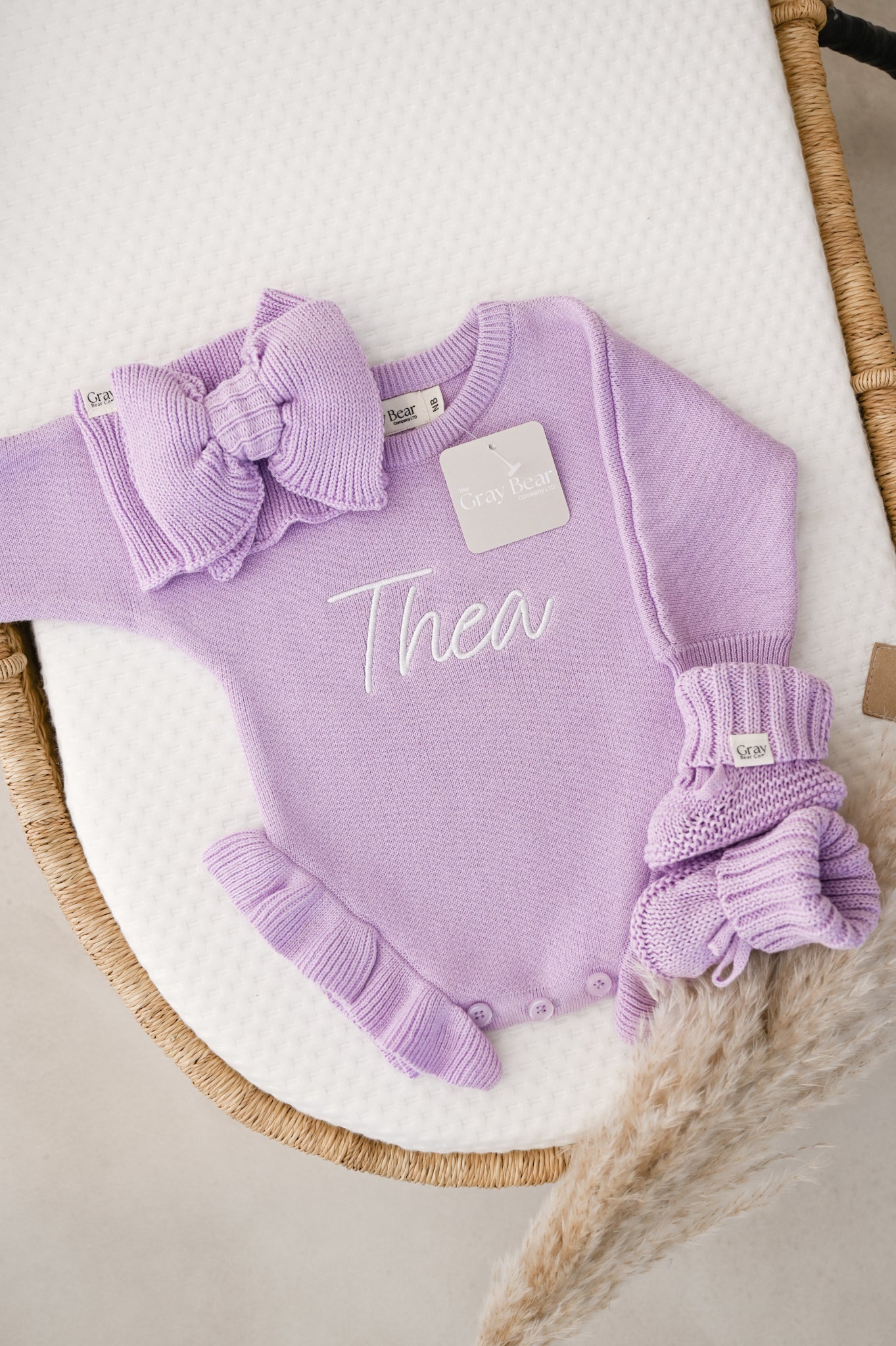 Personalised Purple Romper and accessories | 3 piece Bundle