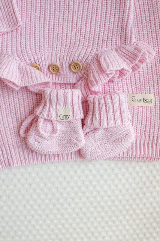 Knitted Booties / Socks - Petal Pink