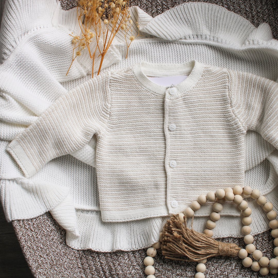 100% Cotton Striped Baby Cardigan with Embroidered Name