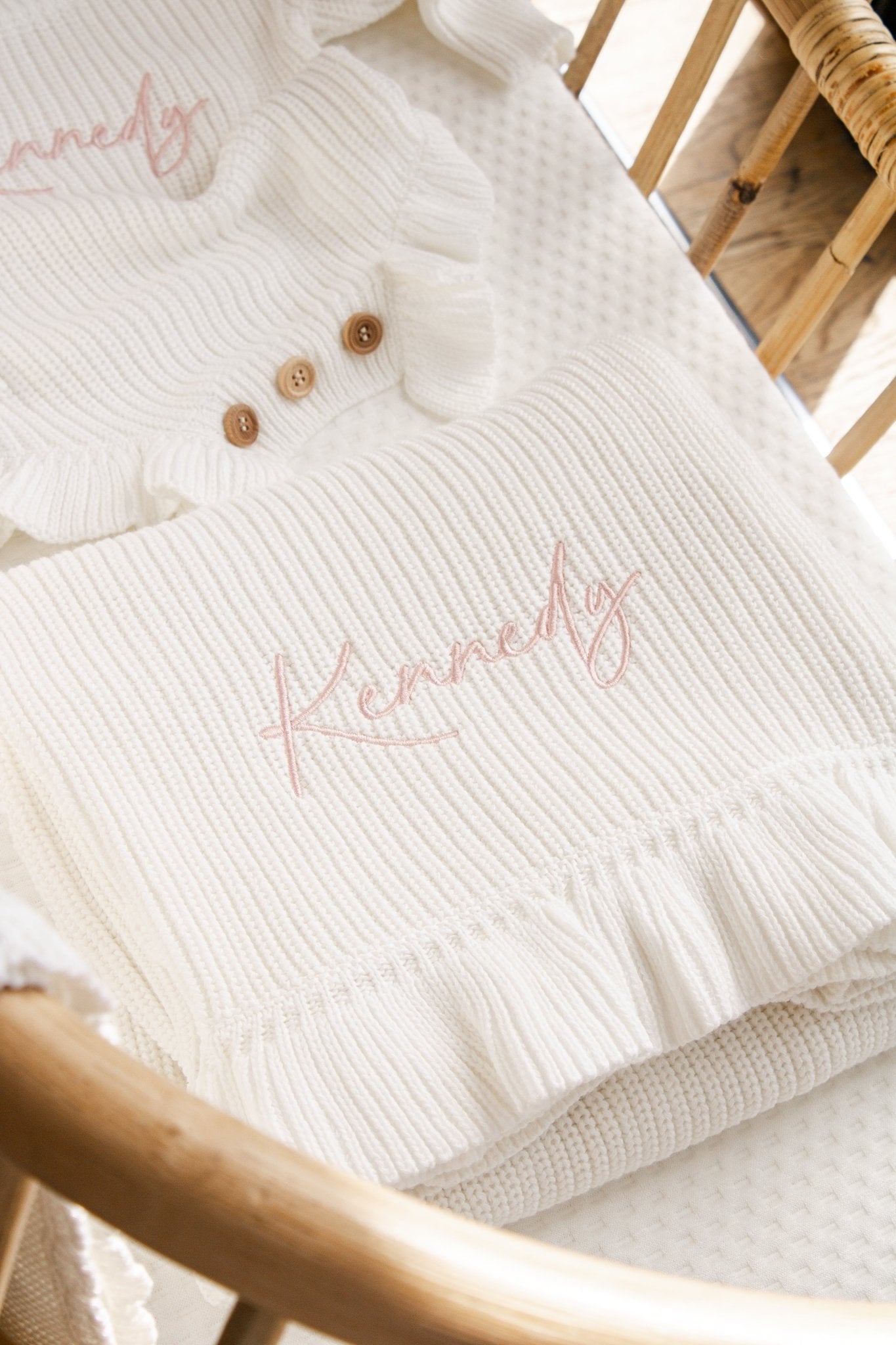 Chunky Ruffle Blanket & Romper Bundle | White
