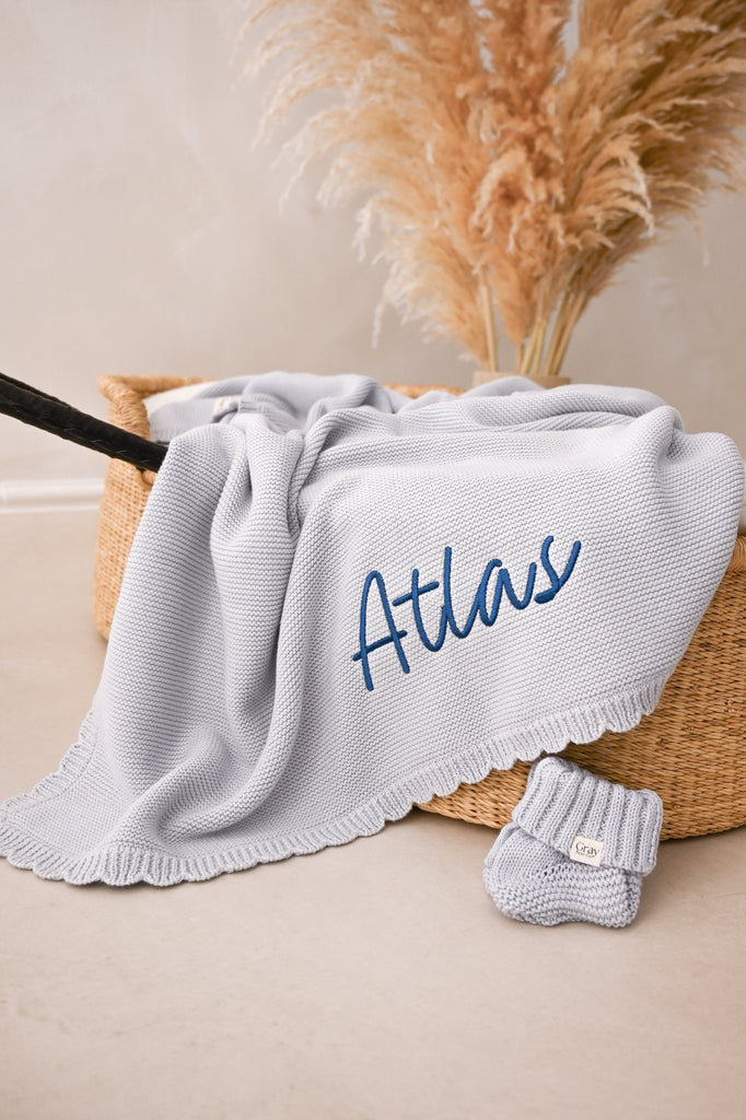 Scalloped Edge Blanket | Powder Blue