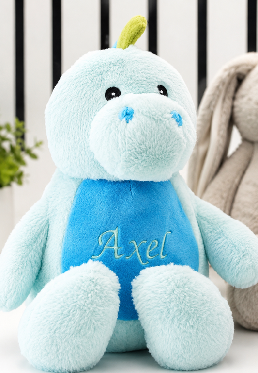 42cm Blue Embroidered Dinosaur Teddy