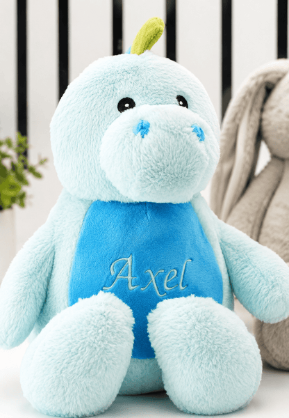 42cm Blue Embroidered Dinosaur Teddy