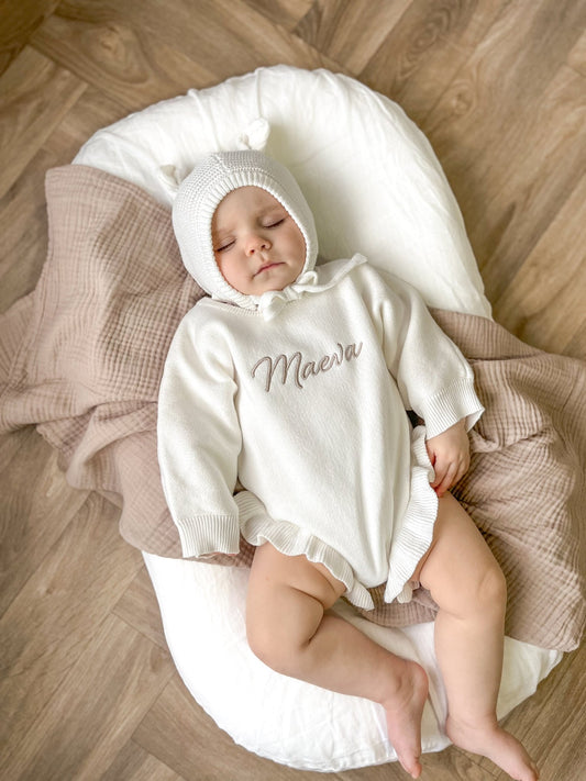 Personalised Ruffled Leg Romper | White